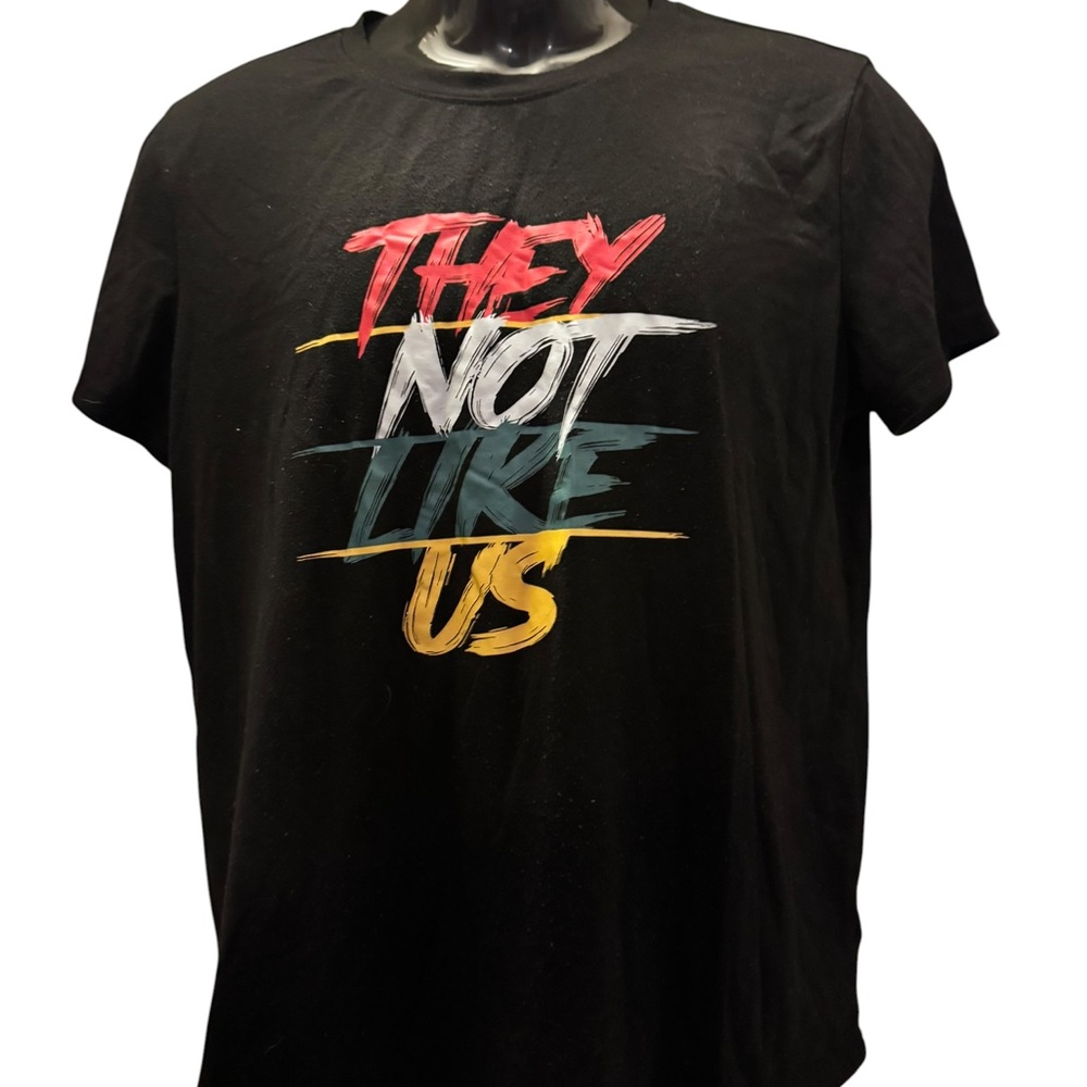 Source Unknown Black Short Sleeve Tee with Multicolor 'They Not Like Us' Graphic